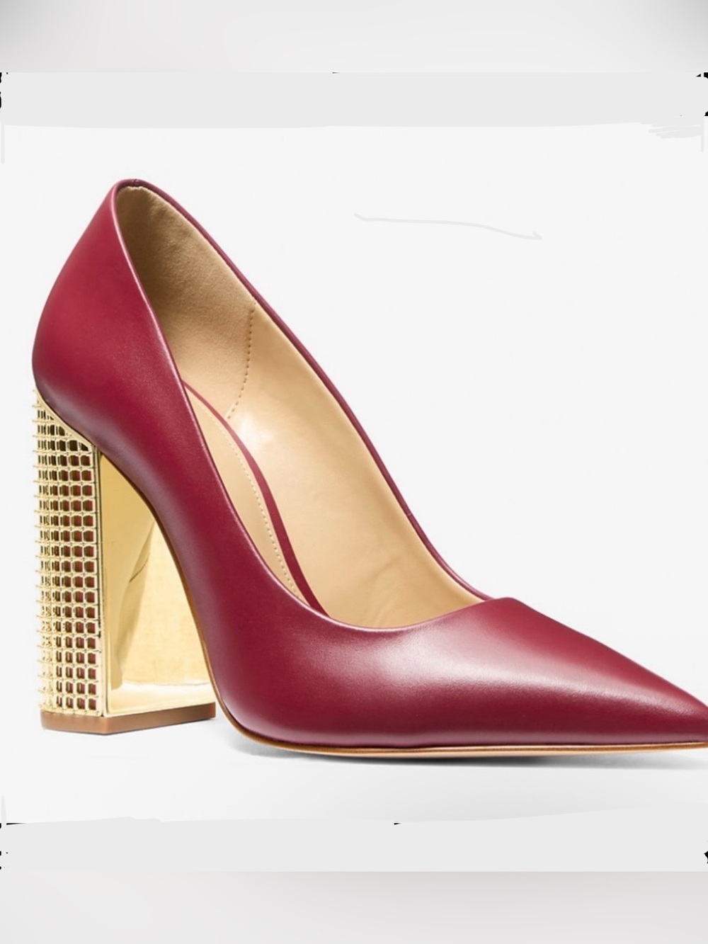 Michael Kors NIB Maxine Leather Pump In Deep Red Retail $155